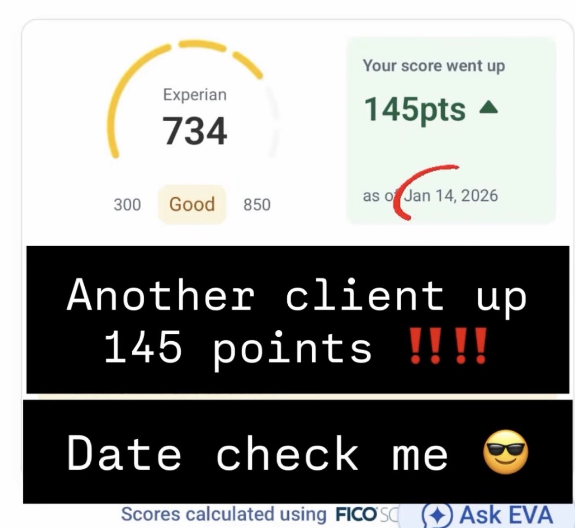 Credit score increase documentation